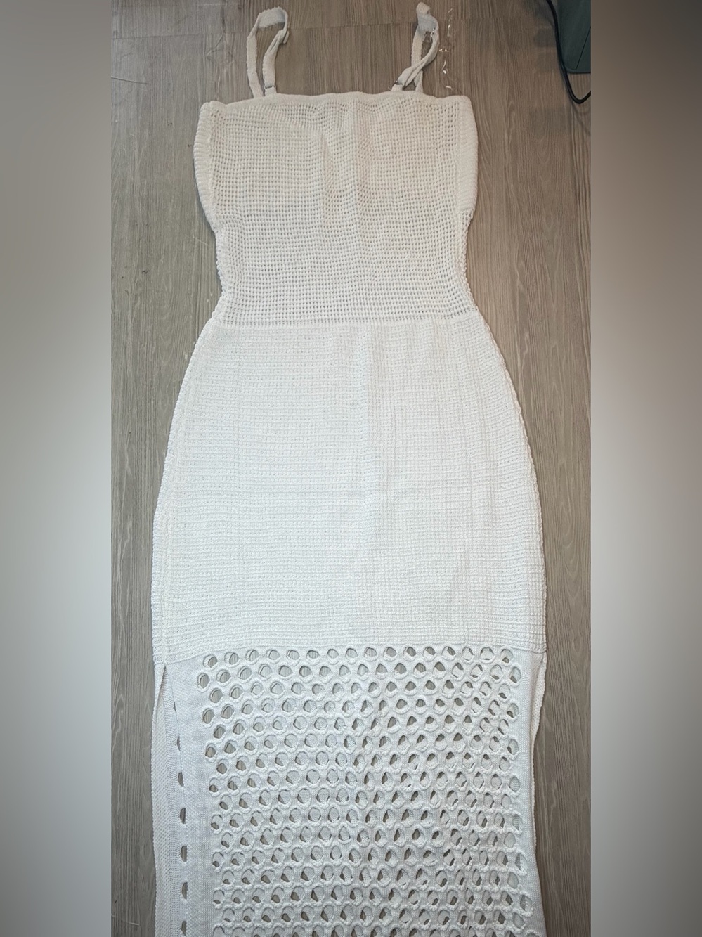 Vintage Style White Crochet Maxi Dress Y2K Boho Chic Festival Summer Medium - Picture 8 of 8